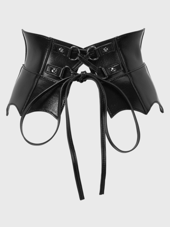 Killstar Bat Faux Leather Corset Belt Large Black NWT main image 6